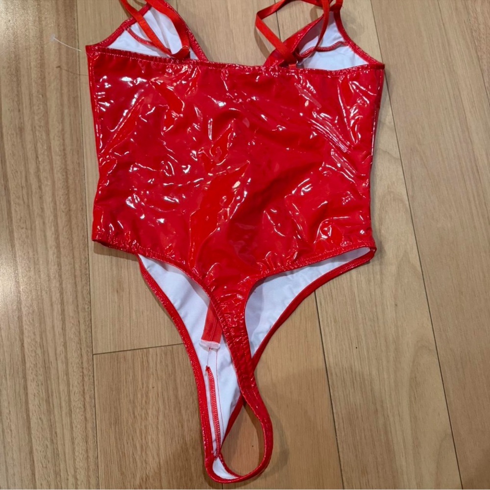 Red Shiny One-Piece - Picture 2 of 2